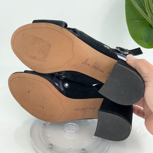 Sam Edelman Seana Women's 8.5 Suede Leather Grommet Scalloped Slingback Sandals - Picture 9 of 13